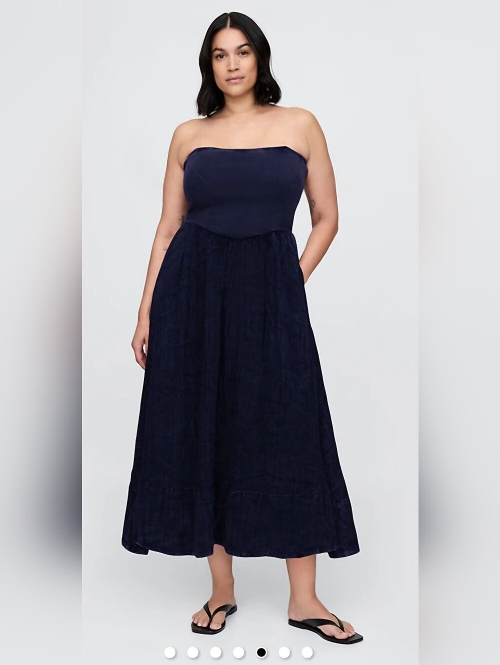 GAP Strapless Navy Midi Dress